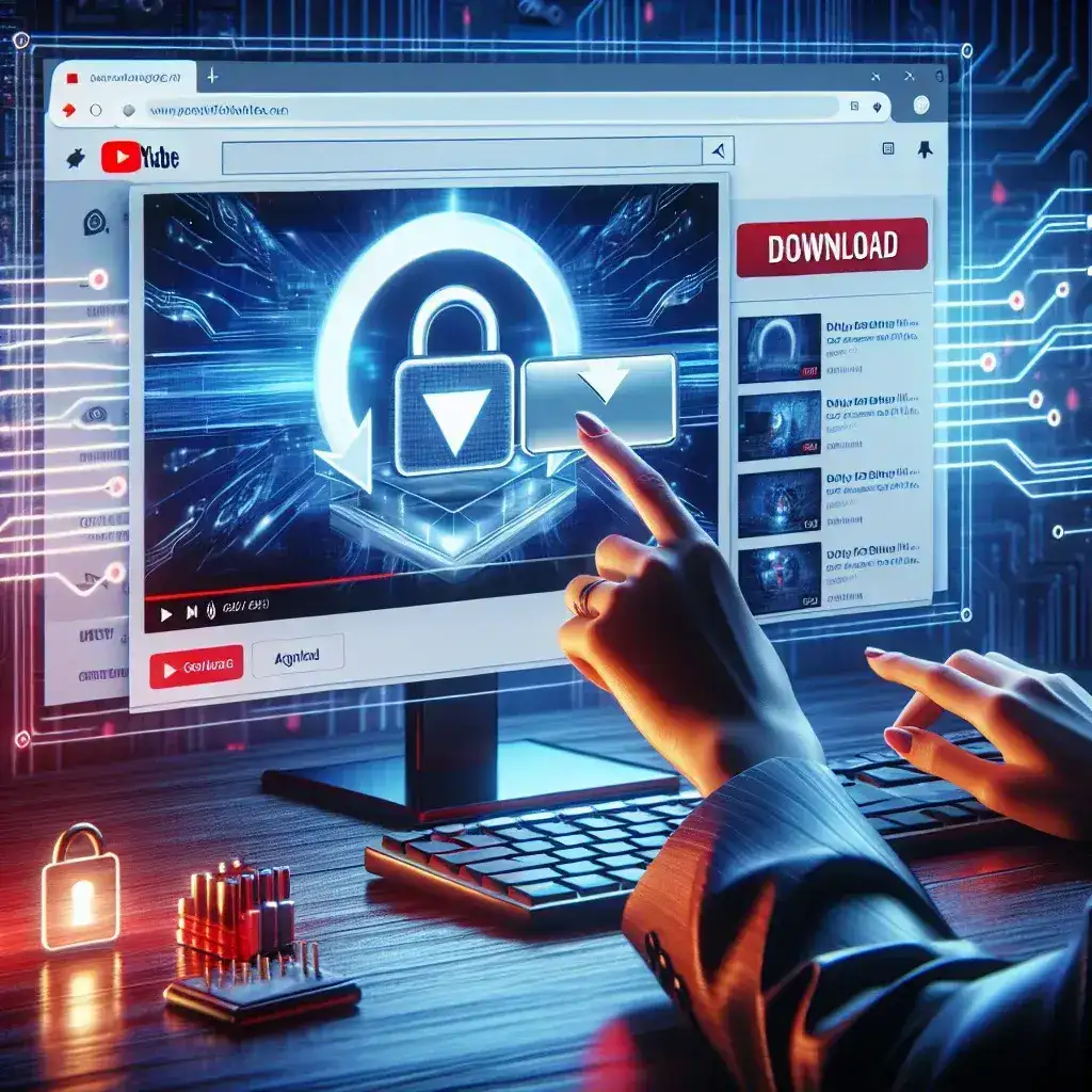 "Person using a laptop to download YouTube videos with a user-friendly YouTube downloader interface, illustrating key features and benefits of video downloading in 'The Complete Guide to YouTube Downloaders'."