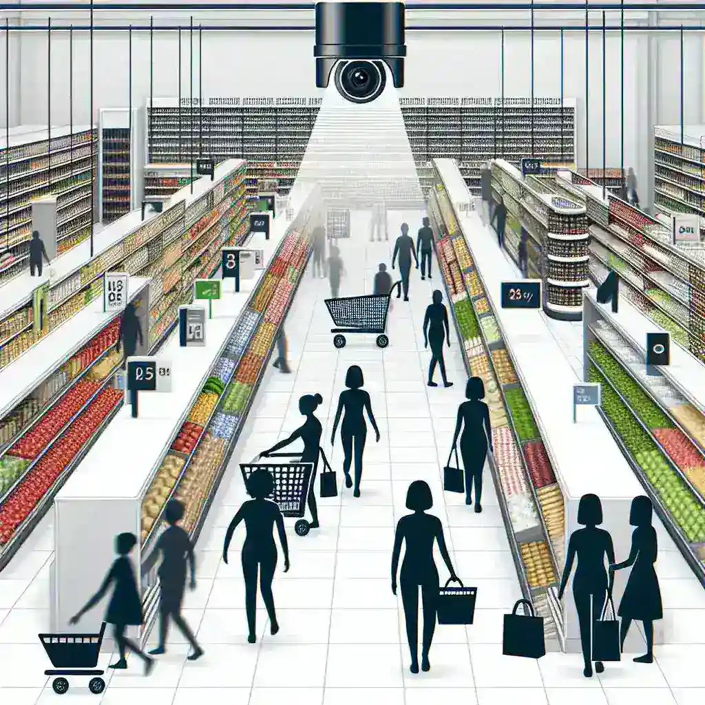 "AI theft detection system at Walmart Supercenter, showcasing advanced surveillance technology implemented to enhance security and reduce shoplifting incidents."